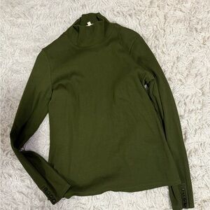 Sezane Olive Green Turtleneck Top